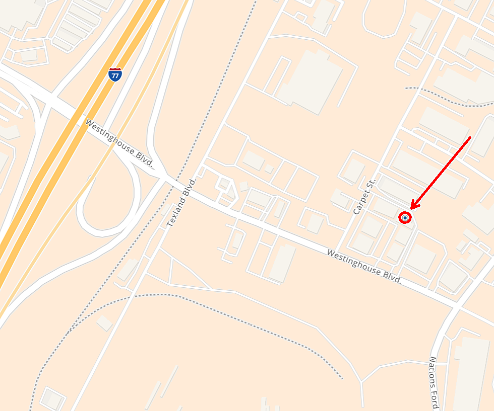 Map showing MCA office location at 222 Westinghouse Boulevard in Charlotte